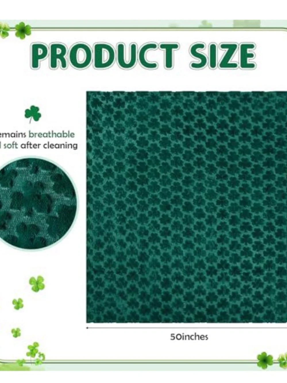 Plush Shamrock-Textured Holiday Throw Blanket - Green